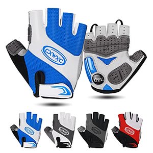 lot 12725 image: CXWXC Cycling Gloves for Men Women - Breathable Gel Road Mountain Bike Riding Gloves - Anti-Slip Half Finger Glove for Fitness Cycling Training Outdoor Sports (Blue, L)