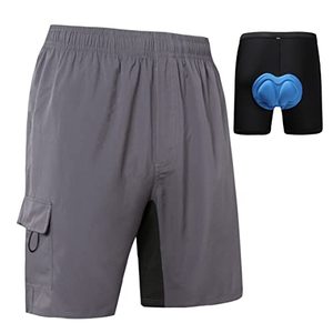 lot 12727 image: EZRUN Mens 3D Padded Mountain Bike Shorts Lightweight MTB Cycling Shorts (Removable-Padded Bluegray, S)