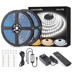 lot 12746 image: NOVOSTELLA 79ft Tunable White LED Strip Light Kit 2688 LEDs Dimmable 3000K-6500K 24V Flexible LED Tape Remote LED Ribbon for Stage Bedroom Party Kitchen Stair Living Room Ceiling Daylight Warm White