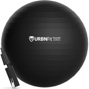 lot 12747 image: URBNFit Exercise Ball - Yoga Ball for Workout, Pilates, Pregnancy, Stability - Swiss Balance Ball w Pump - Fitness Ball Chair for Office, Home Gym, Labor- Black, 22IN