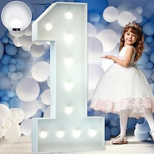 lot 12763 image: imprsv 4FT Marquee Light Up Numbers, Marquee Numbers 1, Cool White Light Up Numbers for Party, Big Numbers for 1st 16st 21st Birthday Party Decorations,Large Cardboard, Anniversary Decor