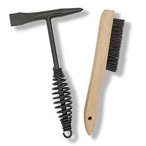 lot 12771 image: VASTOOLS Welding Chipping Hammer with Coil Spring Handle,10.5,Cone and Vertical Chisel 10 Wire Brush(Free), Black