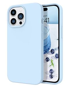 lot 12791 image: DOMAVER for iPhone 14 Pro Case Smooth Liquid Silicone Soft Gel Rubber Microfiber Lining Cushion Cover Shockproof Protective Phone Cases for iPhone 14 Pro 6.1- Light Blue