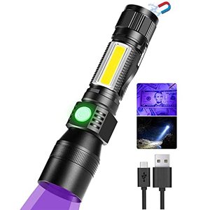 lot 12792 image: Karrong Rechargeable UV Flashlight, 3 in 1 UV Black Light LED Tactical Flashlight (No Battery), High Powered 2000 Lumens LED Light 7 Modes Waterproof for Pet Clothing DetectionEmergencyCamping