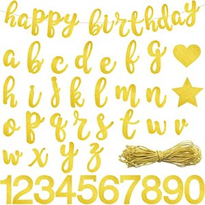 lot 12801 image: 170 Pieces Custom Banner Kit, Glitter Banner Letters with Numbers and Symbols Personalized Make Your Own DIY Banner with Rope for Birthday Wedding Baby Showers Party Decorations (Gold)