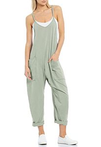 lot 12830 image: Tongmingyun Womens Casual Sleeveless Jumpsuits Spaghetti Strap Loose Romper Long Pants with Pockets