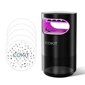lot 12832 image: COKIT Indoor Insect Trap, Catch Insect with Suction, Bug Light and Sticky Glue, Catcher & Killer for Mosquito, Gnat, Moth, Fruit Flies, Non-Zapper Traps for Home with Adapter, Glossy Black