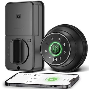 lot 12839 image: GeekTale 4-in-1 Keyless Entry Door Lock-Fingerprint Door Lock Smart Door Lock with Keypad Biometric Smart Deadbolt for Front Door, App Control, for Front Door Lock Exterior Door Lock