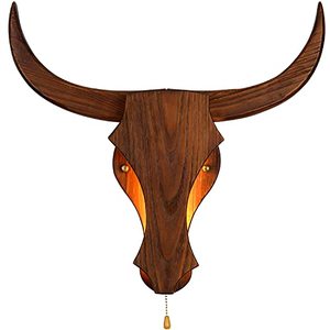 lot 12841 image: YISDESIGN 19 Led Wooden Bull Head Wall Sconces Lamp 3000k with Switch Animal Wall Sculpture Wall Sconce Light Decorative Wall Light for Bedroom Bedside Balcony Porch Bar Gallery