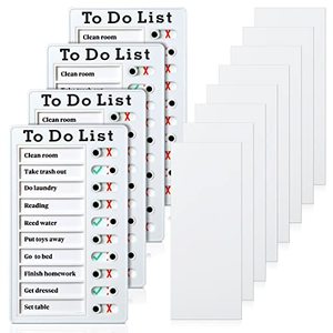 lot 12868 image: 4 Pieces to Do List Checklis Boards Plastic RV Chore Chart Memo Boards Detachable Message Board Checklist Slider Schedule Planning Boards with 8 Cardstock for Check Items Accessories (White)