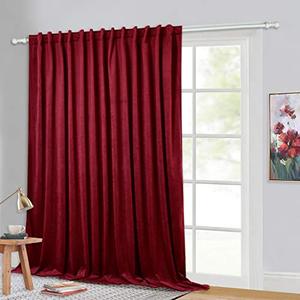 lot 12883 image: StangH Room Darkening Curtains Red - Extra Wide 120 inches Long Theater Velvet Drapes for Display Window Decor, Holiday Backdrop Curtains for PartyHallway, 100 x 120-inch, 1 Panel
