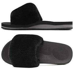 lot 12885 image: COFACE Womens Slides Fuzzy House Slippers for Women Open Toe Fluffy Slippers With Arch Support Plantar Fasciitis Orthotic Slippers Women House Shoes Indoor Size 10