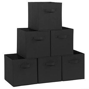 lot 12890 image: STORAGE MANIAC Storage Cubes, 11 Inch Collapsible Storage Bins with Handles, 6 Pack Fabric Foldable Bins for Organization, Durable Storage Bins for Closet, Shelves, Offices, Toys, Black