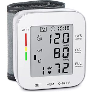lot 12901 image: MMIZOO Wrist Blood Pressure Monitor Bp Monitor Large LCD Display Blood Pressure Machine Adjustable Wrist Cuff 5.31-7.68inch Automatic 99x2 Sets Memory with Carrying Case for Home Use (W1681)