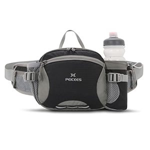 lot 12911 image: Peicees Hiking Fanny Pack Large Waist Bag for Men Women with Bottle Holder Water Resistant Lumbar Pack for Hiking Camping Fishing Outdoor (Bottle Not Included)
