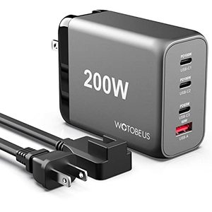 lot 12919 image: WOTOBEUS 200W USB C Wall Charger - GaN Power Adapter & AC Cable - Dual PD 100W Galaxy PPS45W Super Fast Charging Station Multiport for iPhone 15 14 13 Max iPad MacBook Pro Air Samsung S23 S22 Pixel 8