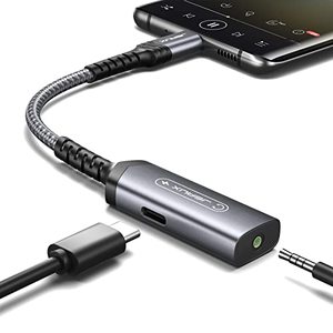 lot 12924 image: JSAUX USB C to 3.5mm Headphone and Charger Adapter,2-in-1 AUX Mic Jack with PD 60W Fast Charging,Compatible for Earphones Samsung S23S22S21,iPad Pro,Pixel-Grey
