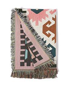 lot 12926 image: Sonemone Boho Throw Blankets Kilim Geometric Blankets with Tassel Double-Sided Throws Cover for Couch Chair Sofa Bed Outdoor Beach Travel 50x60, Multicolor