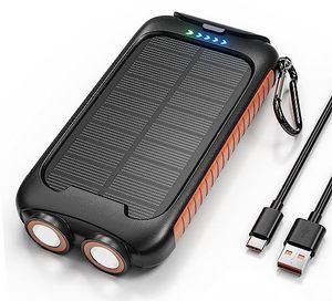 lot 12930 image: Nuynix Solar-Charger-Power-Bank - 38800mAh Portable Charger,External Battery Pack 5V3.1A Qc 3.0 Fast Charging Built-in Super Bright Flashlight Solar Panel Charging (Orange)
