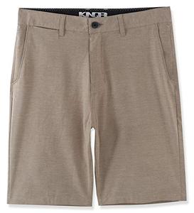 lot 12932 image: KNQR Mens Performance Quick Dry 4way Stretch Regular Fit All-Terrain Active Training Hybrid Shorts Misty Khaki 38