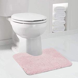 lot 12938 image: Walensee Bathroom Contour Rug (20x24, Blush) Non Slip Bath Mat for Bathroom Water Absorbent Soft Microfiber Shaggy Bathroom Mat Machine Washable Bath Rug for Bathroom U Shape Toilet Rug