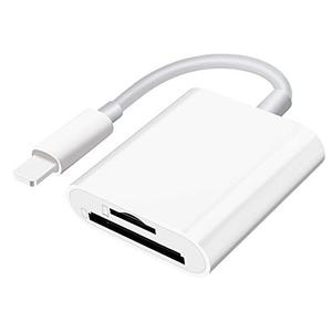 lot 12941 image: Sd Card Reader for iPhone iPad Camera,Dual Card Slot Memory Card Reader Supports SD and TF Card Trail Camera Viewer Sd Card Adapter Portable Micro Sd Card Reader No Application Required Plug and Play