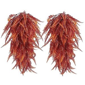 lot 12951 image: XHXSTORE 4pcs Fall Artificial Hanging Plants 2.7FT Fall Hanging Vines Boston Ferns Faux Hanging Plant Artificial Ferns for Home Front Porch Indoor Outdoor Wedding Party Autumn Decoration