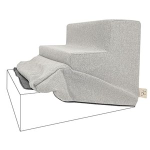 lot 12965 image: Best Pet Supplies Foam Pet Steps Cover for Small Dogs and Cats, Portable Ramp Stairs for Couch, Sofa, and High Bed Climbing (Cover Only) - Sand, 3-Step (H 13.5) (Cover Only)