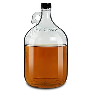 lot 12987 image: DESIYUE 1 Gallon (128oz) Glass Jug, Glass Water Bottles with Handle, Glass Jug Includes 38 mm Polyseal Cap for Kombucha, Home Brew, Vanilla Extract, Distilled Water, Beer, Soda, Cider (Clear)