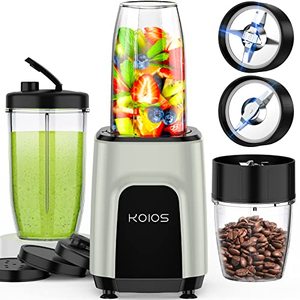 lot 12988 image: KOIOS 900W Countertop Blenders for Shakes and Smoothies, Protein Drinks Baby Food Nuts Spices, Grinder for Beans, 11 Pcs Personal Blender with 6-edge Blade for Kitchen, 2x18.6oz and 10oz Cups,BPA Free