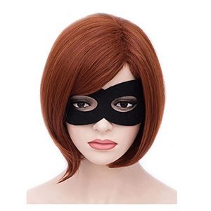 lot 12990 image: MAGQOO Dark Orange Wig Side Part 12 Inches Short Straight Bob Wig Reddish Brown Hair Wigs Women Girls Synthetic Halloween Costume Cosplay Wig with Wig Cap