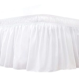 lot 13012 image: Biscaynebay Wrap Around Bed Skirts for Twin & Twin XL Beds 15 Drop, White Adjustable Elastic Dust Ruffles Easy Fit Wrinkle & Fade Resistant Silky Luxurious Fabric Machine Washable