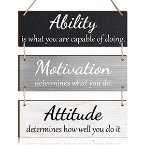 lot 13019 image: Office Wall Decor Inspirational Rustic Wall Decor Office Decor Motivational Wall Plaques with Sayings Wooden Wall Hangings Ability Sign Bathroom Decor for Home Office Wall Art (Simple Color)