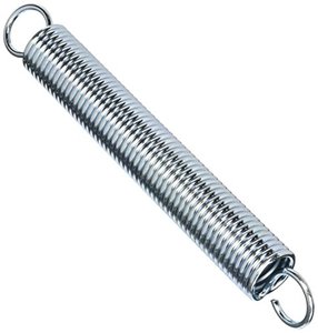 lot 13023 image: Handyman Springs SP 9677 Extension Spring, Spring Steel Construction, Nickel-Plated Finish, 0.148 GA x 1-14 In. x 10 In., Single Loop Open (Single Pack)