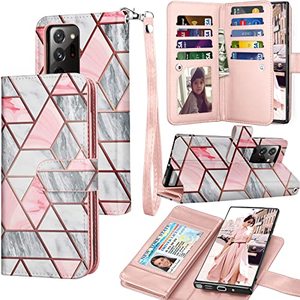 lot 13030 image: Galaxy Note 20 Ultra Case, Note 20 5G Ultra Wallet Case, Tekcoo Detachable Magnetic Hard Case Luxury Credit Card Slots Holder Carrying Flip PU Leather Cover for Samsung Galaxy Note20 Ultra Marble
