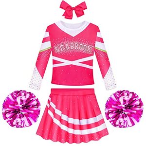 lot 13039 image: Oumbivil Addison Zombies Cheerleader Costume for Girls Toddler Cosplay Party Supplies Cheerleading Outfit Halloween Costumes OU035L
