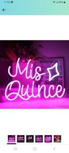 lot 13068 image: Mis Quince Neon Sign Happy 15th Birthday Neon Signs for Wall Sweet 15 LED Neon Light Sign Pink White Star Neon Lights Letter Neon Wall Sign for Bedroom Quinceanera Birthday Party Decor Girl Gift