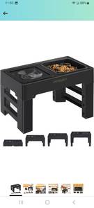 lot 13069 image: URPOWER 2-in-1 Elevated Slow Feeder Dog Bowls with No Spill 4 Height Adjustable Raised Non-Slip Food and Water Bowls with Stand for Small Medium Large Dogs, Cats and Pets