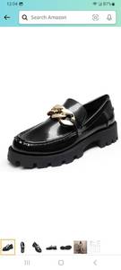 lot 13075 image: Womens Loafers Leather Chunky Slip-on Loafer Shoes Penny Casual Fashion Work Shoes