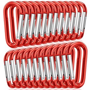 lot 13076 image: STURME 2 Aluminum D Ring Carabiners Clip D Shape Spring Loaded Gate Small Keychain Carabiner Clip Set for Outdoor Camping Mini Lock Snap Hooks Spring Link Key Chain Durable Improved 24 PCS (Red)