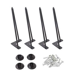 lot 13086 image: Osring 12 Inch Hairpin Legs Solid Steel Furniture Table Leg 4pcs, Heavy Duty Hairpin Feet 38� Dia 2 Rods Furniture Legs Black with Protector Pads for TV Stand, Wood Table and Coffee Table