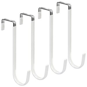 lot 13092 image: FYY Over The Door Hooks, 4 Pack Upgraded Long Door Hangers Hooks with Rubber Prevent Scratches Heavy Duty Organizer Hooks for Hanging Clothes, Towels, Hats, Coats, Bags White