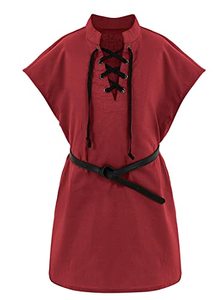lot 13098 image: Boys Kids Renaissance Pirate T Shirts Viking Medieval Sleeveless Lace Up Costume Scottish Cotton Tank Tops