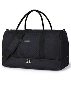 lot 13103 image: Travel Duffle Bag, BAGSMART 45L Large Carry On Bag Weekender Overnight Bag for Men Women with Shoes Compartment & Wet Pocket, Black