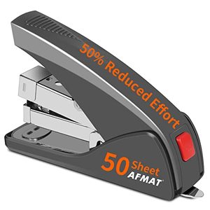 lot 13105 image: AFMAT Stapler for Desk, 50 Sheets Effortless Stapler, Ergonomic Office Stapler, Low Force, One Touch Stapling Desk Stapler, Built-in Staple Remover, Portable & Space Save Size, Good for Home & Office