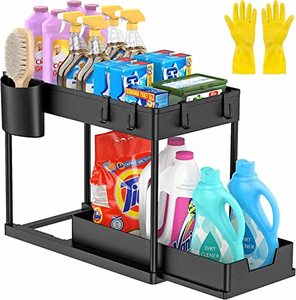 lot 13115 image: Under Sink Organizer,2 Tier Under Cabinet Organizer Sliding Under Bathroom Sink Organizers and Storage Multi-purpose Tidy Help Under the Sink Storage Kitchen