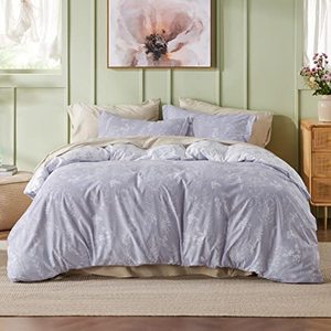 lot 13118 image: Bedsure King Comforter Set - Lavender Comforter, Cute Floral Bedding Comforter Sets, 3 Pieces, 1 Soft Reversible Botanical Flowers Comforter and 2 Pillow Shams