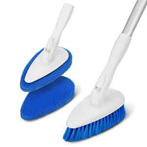 lot 13119 image: Qaestfy Shower Bathtub Tub and Tile Scrubber Brush with 51 Adjustable Long Handle Cleaning Brushes Lock in Place Scrub Brush Head for Bathroom Wall Floor Scrubbing Model QAE008