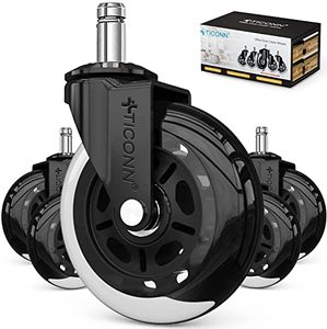 lot 13123 image: TICONN Office Chair Caster Wheels Set of 5 for Tile, Hardwood Floors and Carpets, Universal Fit for Most Chairs (Transparent)