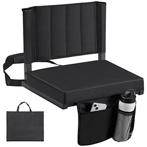lot 13130 image: HABUTWAY Stadium Seat for Bleachers with Back Support and Thick Cushion, Wide Bleacher Seat with Shoulder Strap and Side Pocket Hold up 350lbs Bench Chair for Bleachers